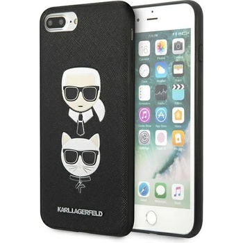 KARL LAGERFELD Кейс Karl Lagerfeld KLHCI8LSAKICKCBK за iPhone 7 Plus / 8 Plus, черен / черен, твърд, Saffiano Karl&Choupette Head (KXG0057192)