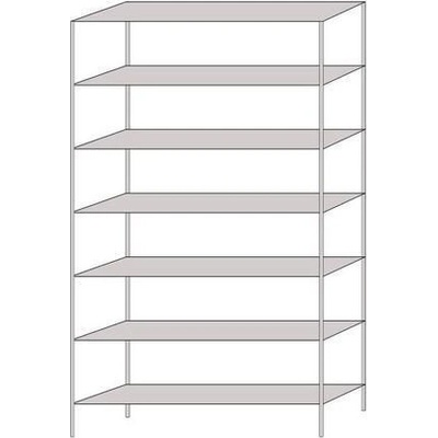 Extera.cz Hathor, základní, 230 x 130 x 30 cm, 1 100 kg, 7 polic, světle šedý 55228