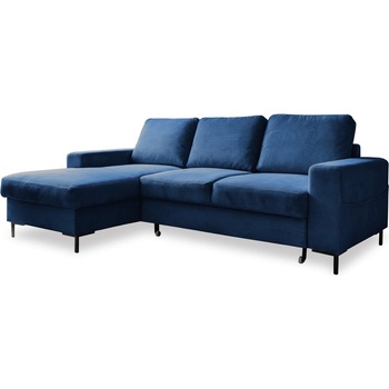 Miuform Тъмносин разтегателен ъглов диван от рипсено кадифе (ляв ъгъл) Lofty Lilly - Miuform (1059ON26)