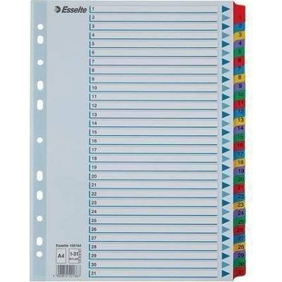 Zesílené rejstříky "Mylar", mix barev, karton, A4, 1-31, ESSELTE