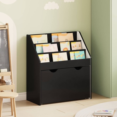vidaXL Детска рафт за книги с чекмедже Черно 60 x 29, 5 x 69 см (892390)