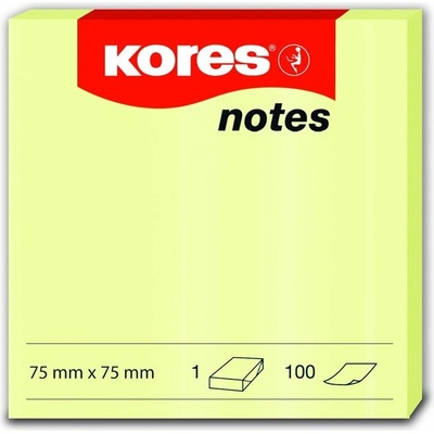 Kores Samolepiace bločky žlté 75x75 / 100 lístkov (46075)