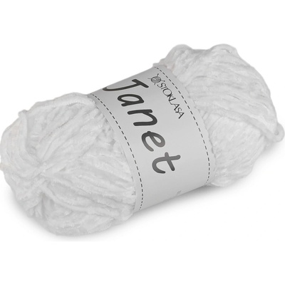 Pletací žinylková příze Janet 100 g Varianta: 1 bílá, Balení: 1 ks