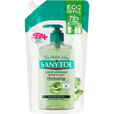 Sanytol antb. mýdlo 95% přír.složení hydratující náhradní náplň Aloe Vera&Zelený čaj 500 ml