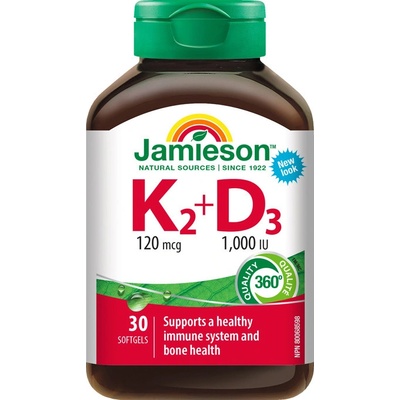 JAMIESON Vitamíny K2 120 mcg a D3 1000 IU 30 kapsúl