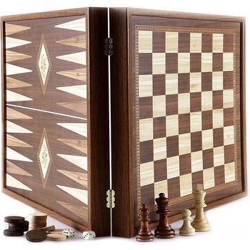 Manopoulos Комплект шах и табла Manopoulos - Цвят орех, 41 x 41 cm (STP36E)