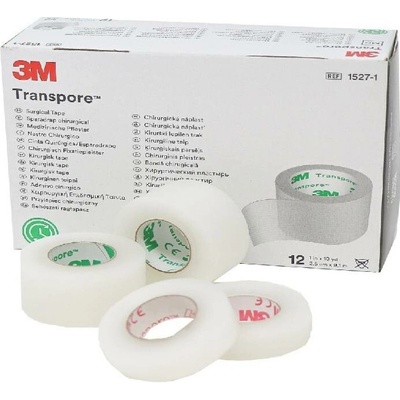 3M Transpore Papírová chirurgická páska 2,5 cm x 9,1 m 12 ks transparentní
