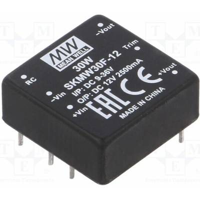 MEAN WELL SKMW30F-12 Měnič: DC/DC; 30W; Uvst: 9÷36VDC; Uvýst: 12VDC; Ivýst: 0÷2500mA; DIP