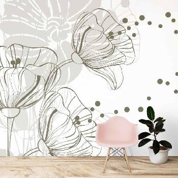 Image 1 of Decono Фототапет Цветя в Неутрални Цветове