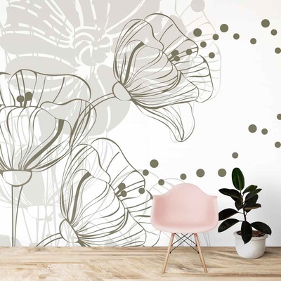 Decono Фототапет Цветя в Неутрални Цветове