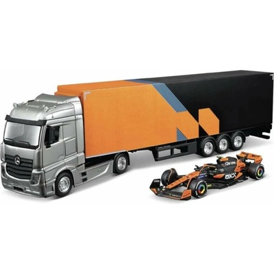 BBurago Model McLaren MCL 38 #4 Lando Norris 2024 s kamionem Mercedes 1:43