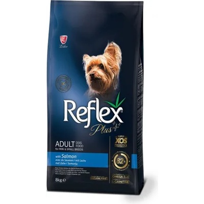 LIDER Reflex Plus Salmon Small Breed Adult Dog - Пълноценна храна за израснали кучета от малки породи със сьомга 8 кг, Турция