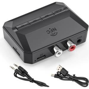 Vaorlo Bluetooth 5.3 аудио приемник, RCA (Cinch), 3, 5mm AUX, USB, microSD, NFC, микрофон, за кола (XXX)