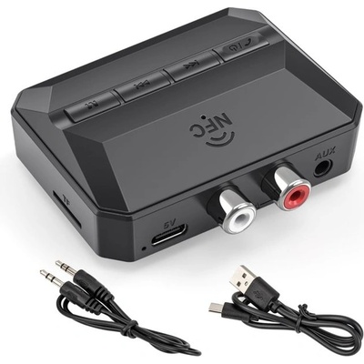 Vaorlo Bluetooth 5.3 аудио приемник, RCA (Cinch), 3, 5mm AUX, USB, microSD, NFC, микрофон, за кола (XXX)
