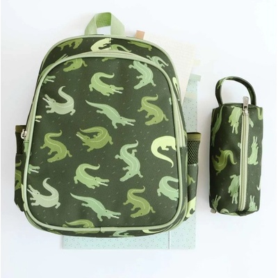 A Little Lovely Company: Раница с изотермичен джоб 27 x 32 x 19 cm - "Крокодилчета (BPCRGR65)