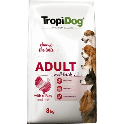 TropiDog 2x8kg Tropidog Premium Adult Small, суха храна за кучета