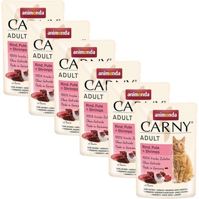 Animonda CARNY Cat Adult говеждо, пуйка + скариди 6 x 85 г