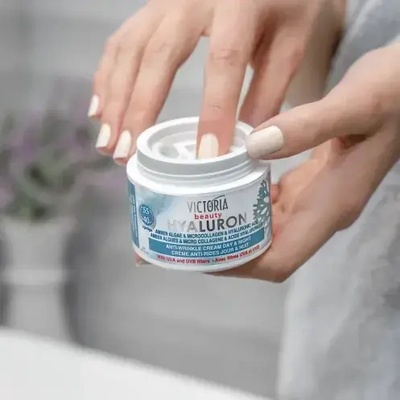 Victoria Beauty Дневен и нощен крем за лице40-55г с хиалуронова киселина, колаген и водорасли, с UVA и UVB филтри 50ml (6758765-00)
