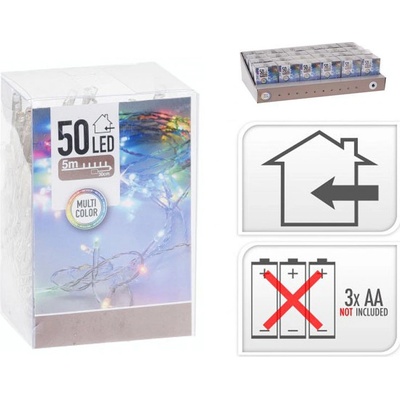 Euro Habitat Vánoční LED osvětlení na baterie 50 LED Berevné