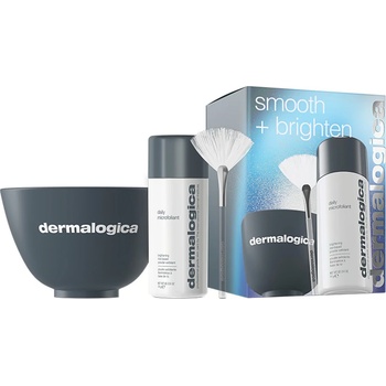 Dermalogica Комплект за изглаждане + изсветляване Dermalogica: ежедневен микрофолиант ексфолираща ексфолираща пудра 74 g + вентилатор за маска четка за много лица + Dermalogica пластмасова купа за смесване на цветове сиво