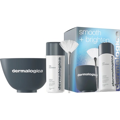 Dermalogica Комплект за изглаждане + изсветляване Dermalogica: ежедневен микрофолиант ексфолираща ексфолираща пудра 74 g + вентилатор за маска четка за много лица + Dermalogica пластмасова купа за смесване на цветове сиво