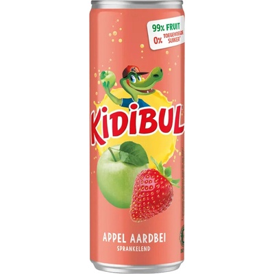 Kidibul Dětský šumivý nápoj 99% jablko a jahoda 250 ml