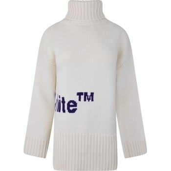 Image 1 of OFF WHITE Блуза OFF WHITE Women's Logo Intarsia Turtleneck Sweater - White Purple