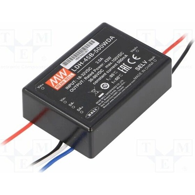 MEAN WELL LDH-45B-500WDA Měnič: DC/DC; 43W; Uvst: 18÷32VDC; Uvýst: 36÷86VDC; Ivst: 2,1A; OUT: 1