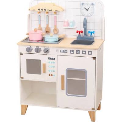 BABY MIX Detská Drevená Kuchynka S Vybavením Montessori Biela