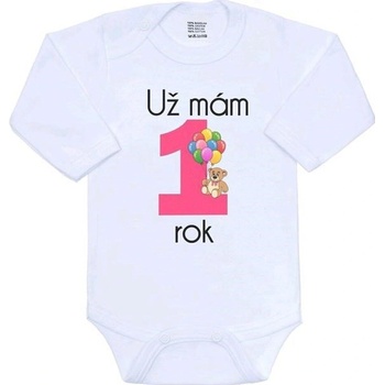 New Baby body s dlhým rukávom a potlačou Už mám rok ružové