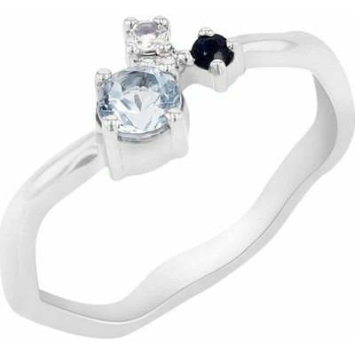 Eppi Cluster prsten s akvamarínem, safírem, měsíčním kamenem a diamantem Roche R43677