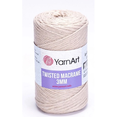 Pletací příze YarnArt TWISTED MACRAME 3mm 753 béžová, jednobarevná, 250g/195m