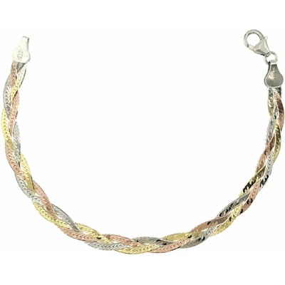 INFINITYSILVER Strieborný náramok trojfarebný splietaný C16010433C17