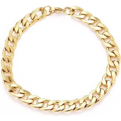 Blingstar Náramek pro muže CUBAN Nerez ocel Masivní Gold 8mm