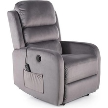 Signal Polohovací křeslo PEGAZ Velvet M s masážní funkcí, šedý Bluvel 14