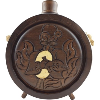 Дърворезбована бъклица Гайдар с вграден стъклен контейнер 700 мл (6458)