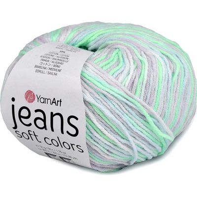 Pletací příze Jeans Soft Color 50 g Varianta: 6 (6201) zelená sv., Balení: 1 ks 57089/144886/262605