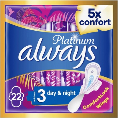 ALWAYS Platinum Night veľkosť 3 menštruačné vložky s krídelkami 22 ks