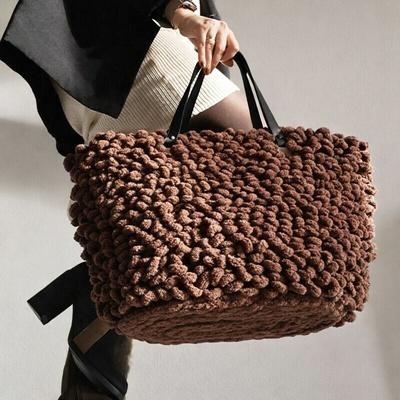 Natana sada na puffy hnědou kabelku 40 x 26cm