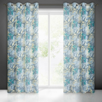 Takoy Záves LENA z etamínu s potlačou exotických listov, polopriesvitný 140 x 250 cm-HF-399097 | 140 x 250 cm