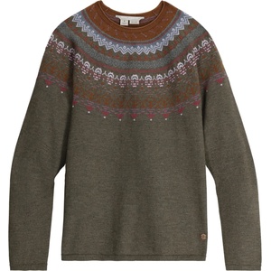 Royal Robbins Дамски пуловер Royal Robbins Women's Westlands Fairisle Crew Merino jumper - Everglade Htr Monarch Pt - размер XL (105-6806-0214)