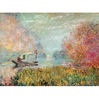 Plagát, Obraz - The Boat Studio on the Seine, 1875, Monet, Claude, 40 × 30 cm