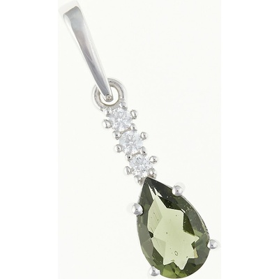 My Moldavite Stříbrný přívěsek s vltavínem a zirkony 411Z