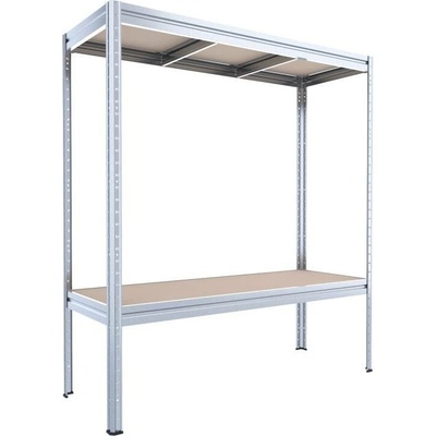 Biedrax Velký regál do sklepa 60 x 200 x 177 cm, pozink, 2 police MDF, nosnost 350 kg na polici