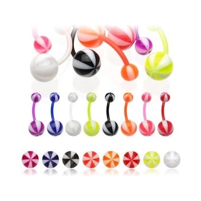 Šperky eshop piercing do pupíku plážový dvoubarevný míč W31.02 oranžová