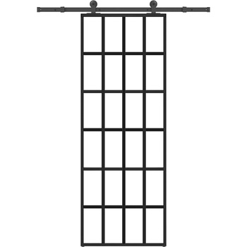 vidaXL Плъзгаща се врата с обков 76x205 см ESG стъкло и алуминий (3332854)