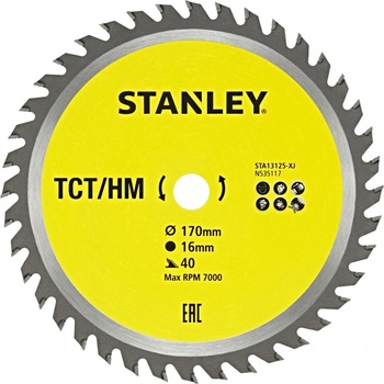 STANLEY Pilový kotouč s SK plátkem, 170 x 16,0 mm, 40 zubů, TCT STA13125