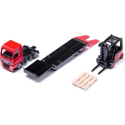SIKU Super Tahač MAN s návěsem a vysokozdvižným vozíkem Linde 1:87