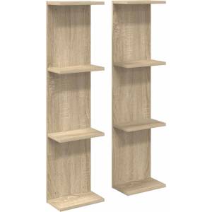vidaXL Стенен рафт 2 бр. Дъб сонома 25 x 15 x 100 см (8012385)
