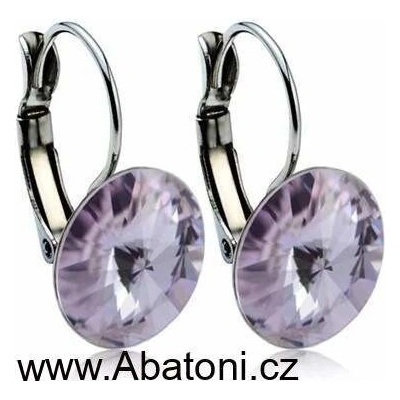 Swarovski Elements Rivoli vlepený krystal Ocelové náušnice visací fialové kulaté 31106.3 Violet fialová velmi světlá lila